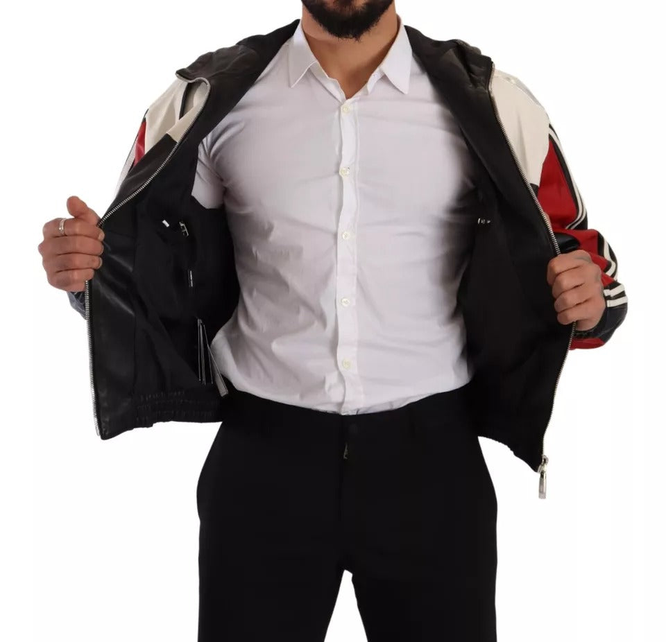 Dolce & Gabbana Black Leather Hooded Blouson Jacket | Regal Royce