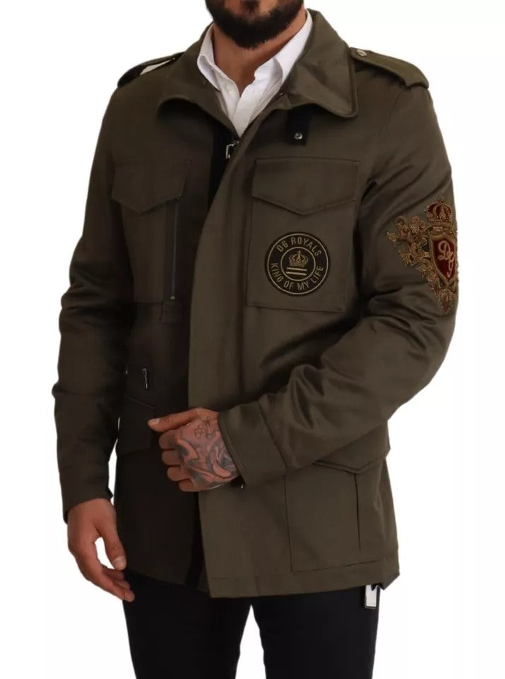 Dolce & Gabbana Green Cotton DG Love Blouson Coat Jacket | Regal Royce