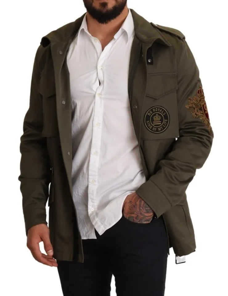 Dolce & Gabbana Green Cotton DG Love Blouson Coat Jacket | Regal Royce