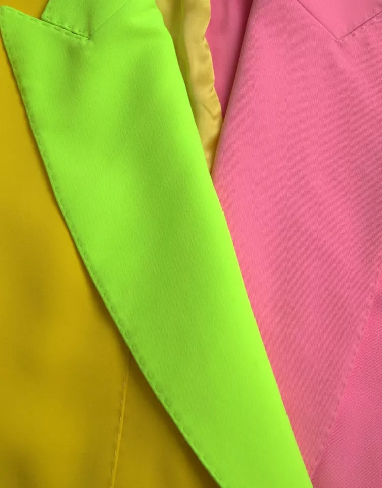 Dolce & Gabbana Multicolor Patchwork Peak Lapel Coat Jacket | Regal Royce