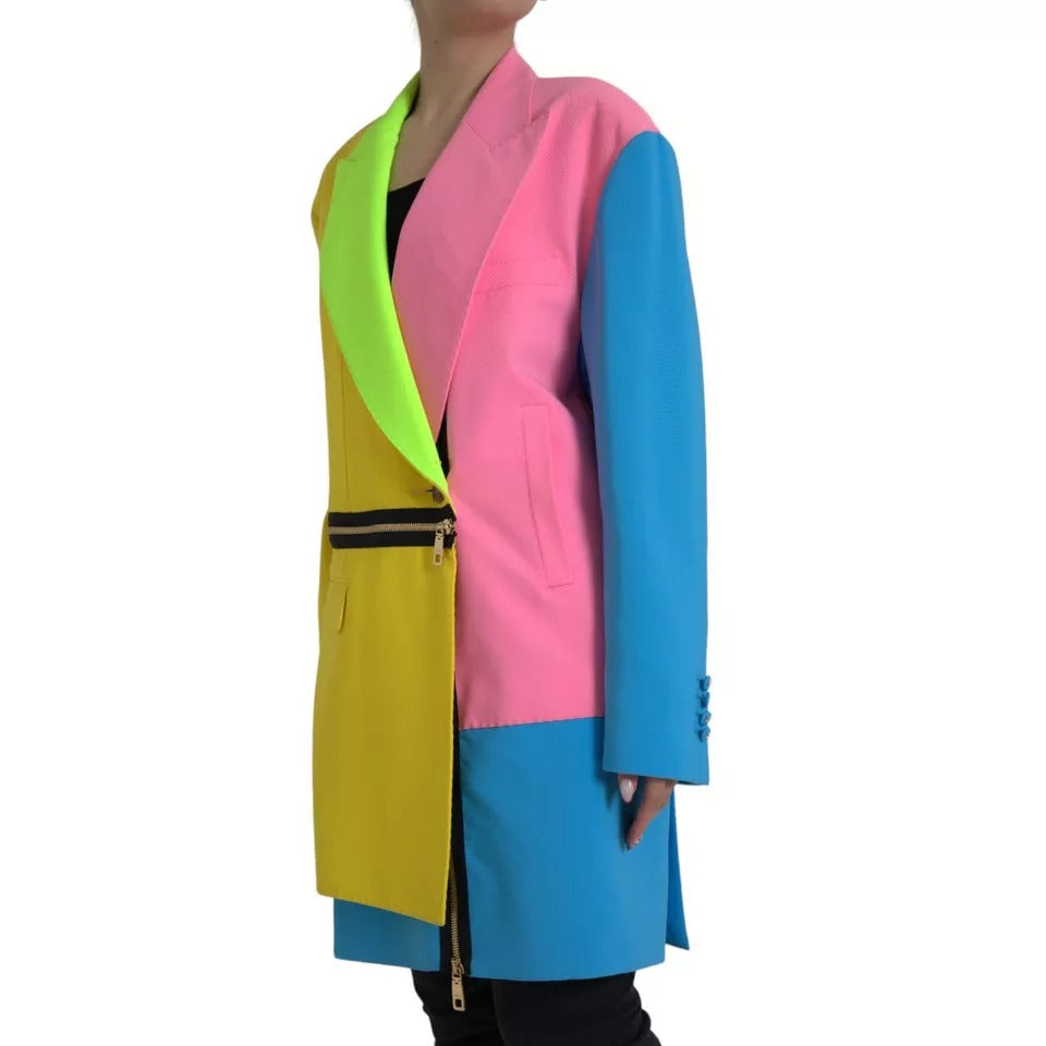 Dolce & Gabbana Multicolor Patchwork Peak Lapel Coat Jacket | Regal Royce
