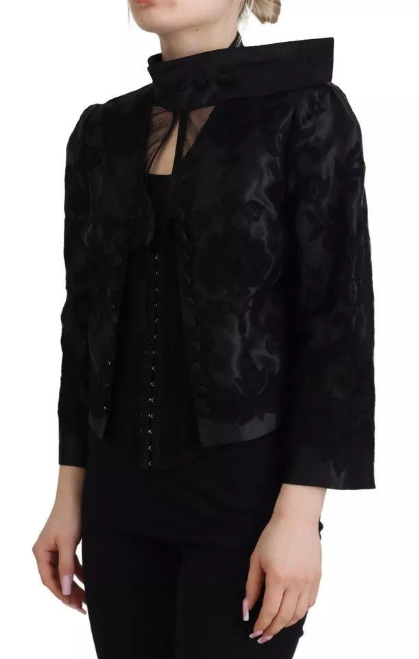 Dolce & Gabbana Black Lace Sheer Corset Organza Silk Jacket | Regal Royce