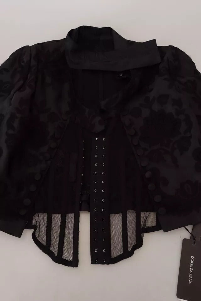 Dolce & Gabbana Black Lace Sheer Corset Organza Silk Jacket | Regal Royce