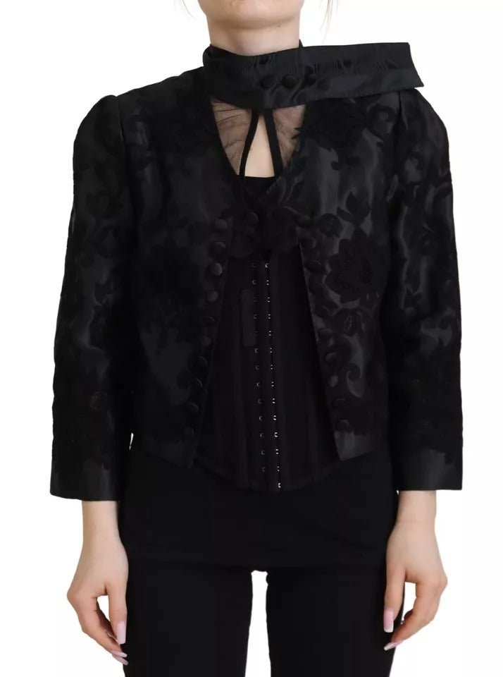 Dolce & Gabbana Black Lace Sheer Corset Organza Silk Jacket | Regal Royce