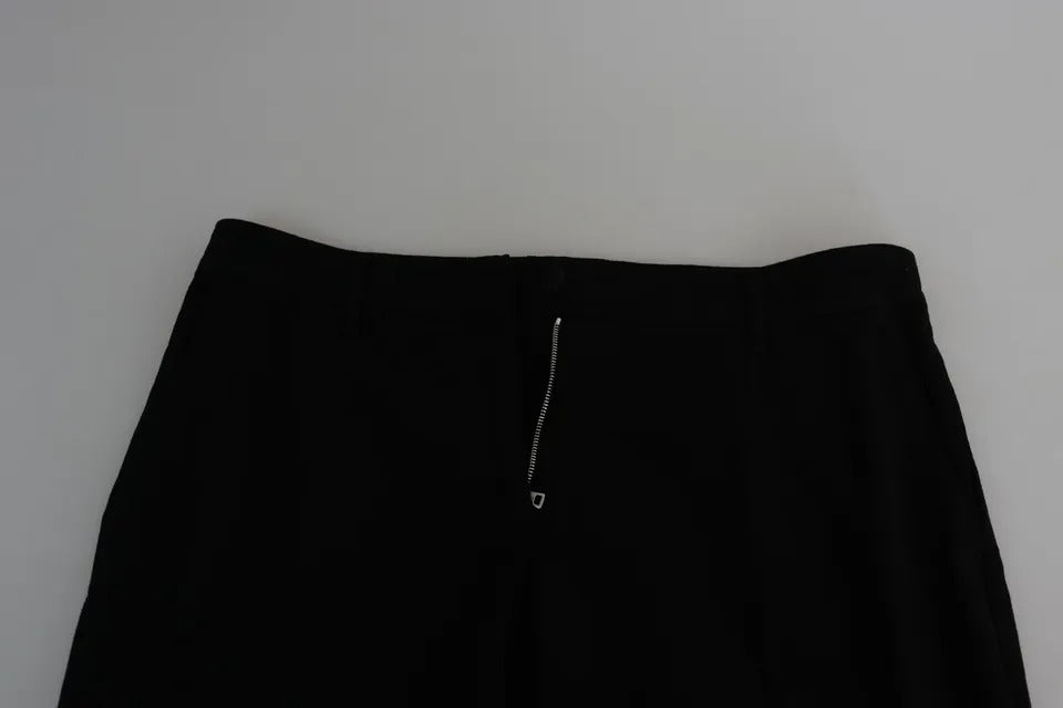 Dolce & Gabbana Black Wool Stretch Cropped Capri Trouser Pants | Regal Royce