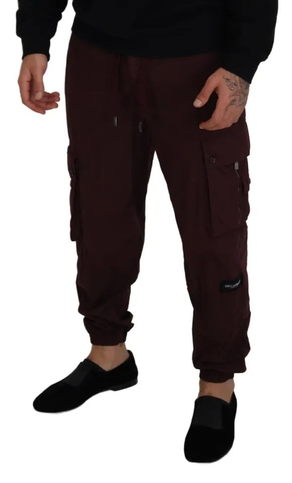 Dolce & Gabbana Bordeaux Cargo Jogger Trouser Cotton Pants | Regal Royce