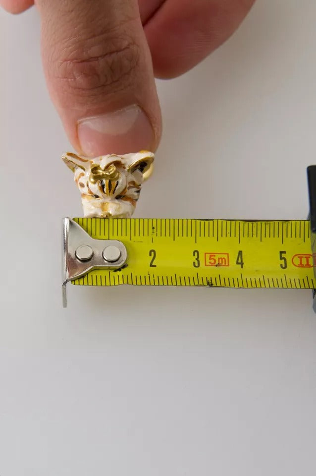 Dolce & Gabbana Gold Brass Resin Beige Dog Pet Accessory Ring | Regal Royce