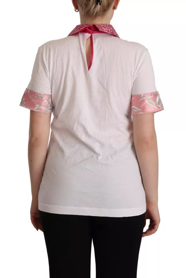 Dolce & Gabbana White Sartoria T-shirt Button Wide Collar Top | Regal Royce