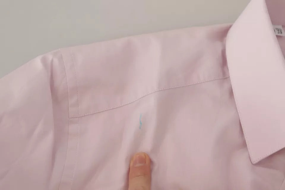 Dolce & Gabbana Light Pink Cotton Dress Formal Men GOLD Shirt | Regal Royce