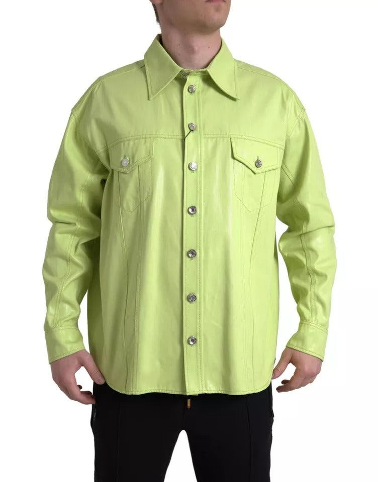 Dolce & Gabbana Green Cotton Collared Casual Button Down Shirt | Regal Royce