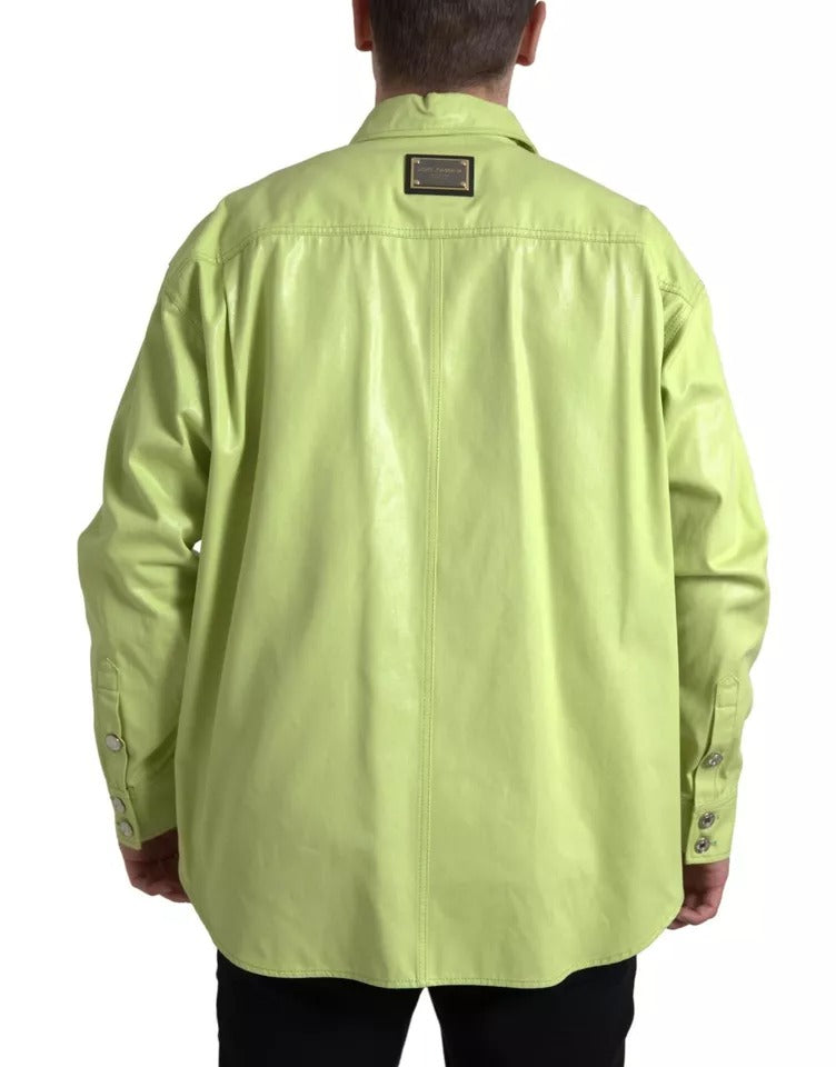 Dolce & Gabbana Green Cotton Collared Casual Button Down Shirt | Regal Royce