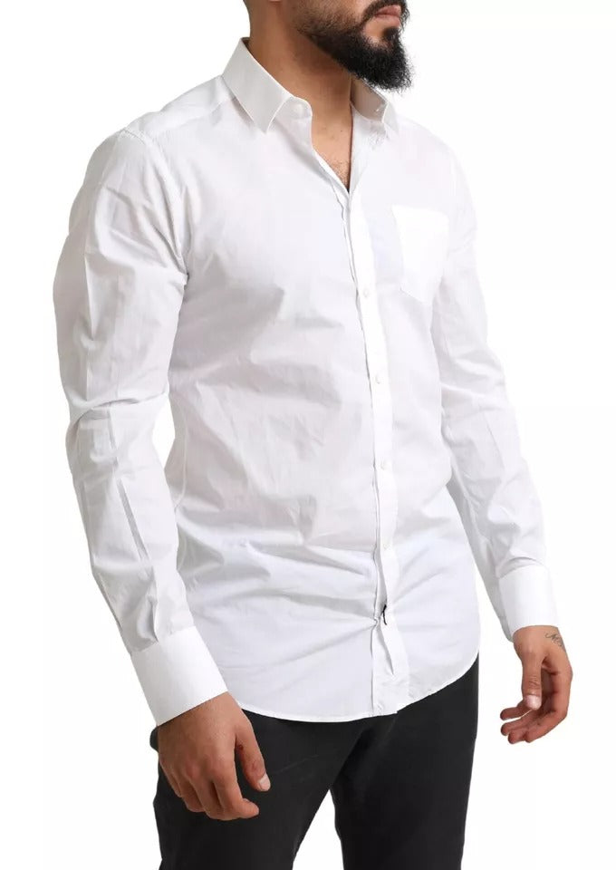 Dolce & Gabbana White GOLD Formal Cotton Tuxedo Dress Shirt | Regal Royce