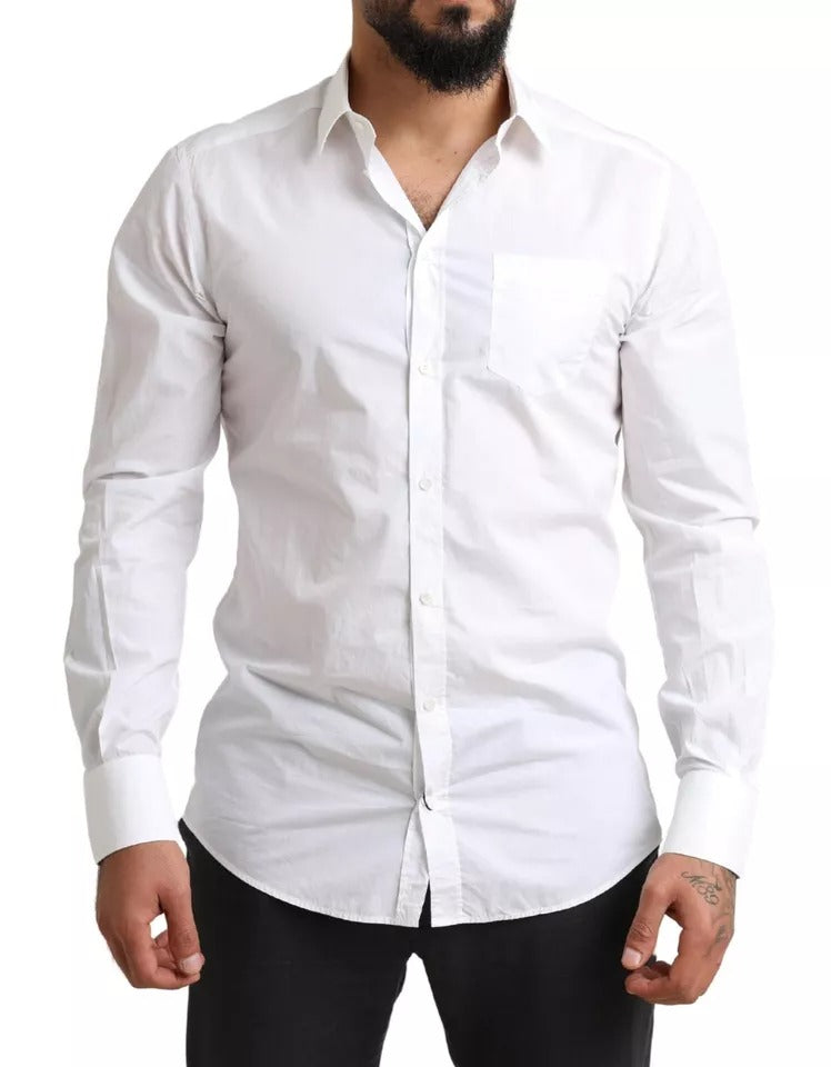 Dolce & Gabbana White GOLD Formal Cotton Tuxedo Dress Shirt | Regal Royce