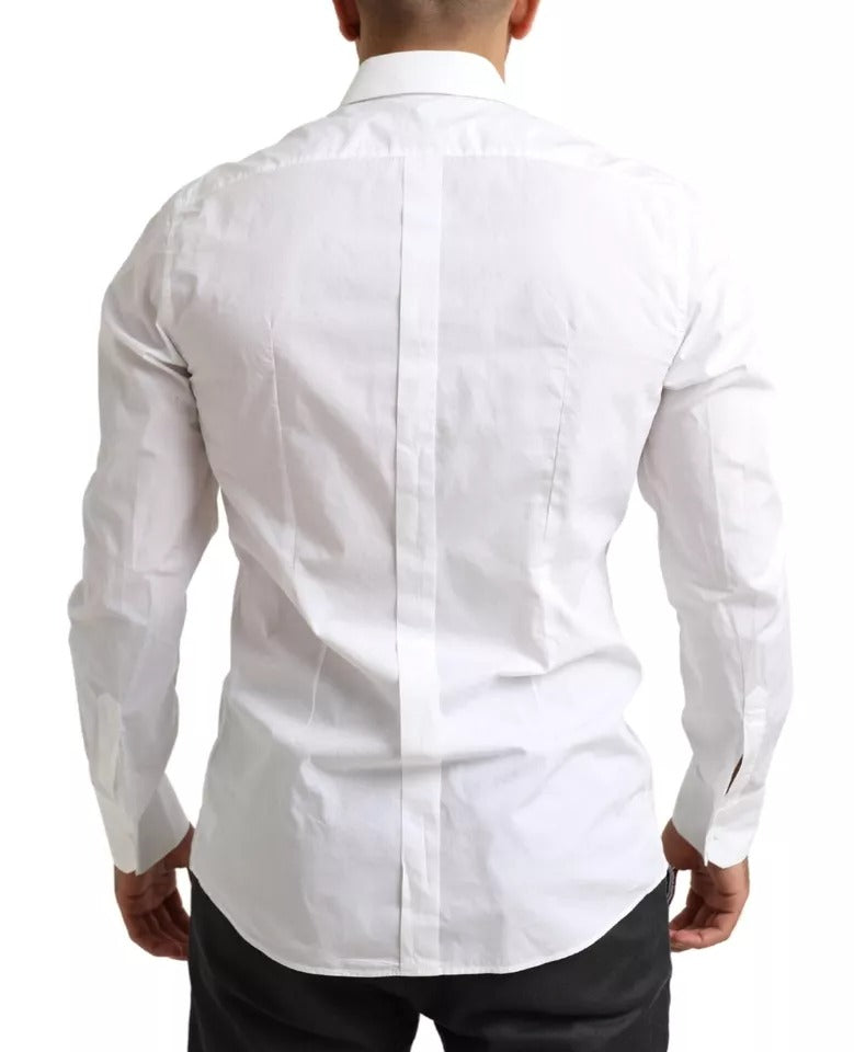 Dolce & Gabbana White GOLD Formal Cotton Tuxedo Dress Shirt | Regal Royce
