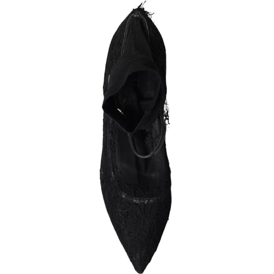 Dolce & Gabbana Black Tulle Stretch Boots Pumps Shoes | Regal Royce