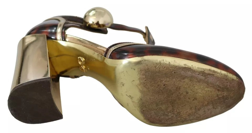 Dolce & Gabbana Gold Leopard T-strap Pumps Sandals Shoes | Regal Royce