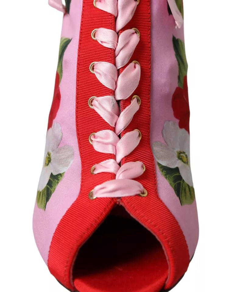 Dolce & Gabbana Multicolor Jersey Stretch Boots Open Toes Heels Shoes | Regal Royce