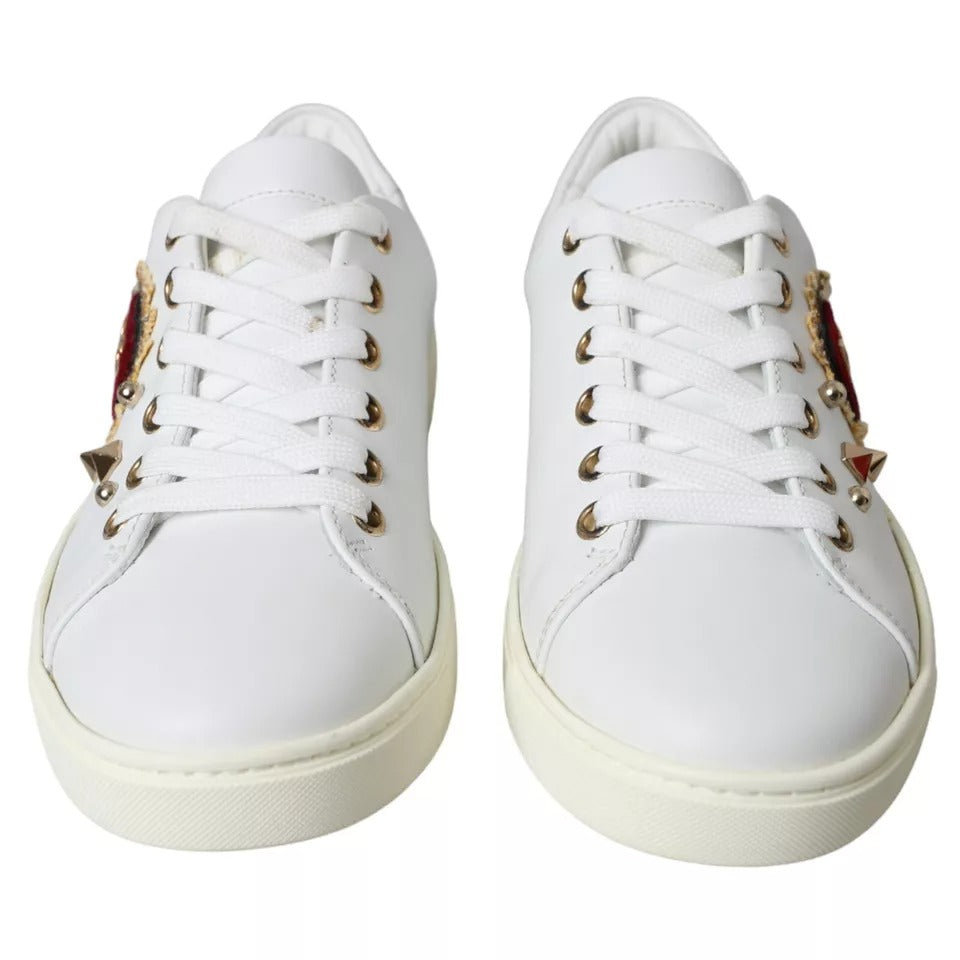 Dolce & Gabbana White Portofino Sacred Heart Sneakers Women Shoes | Regal Royce