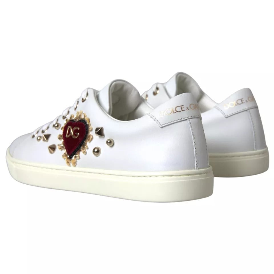 Dolce & Gabbana White Portofino Sacred Heart Sneakers Women Shoes | Regal Royce
