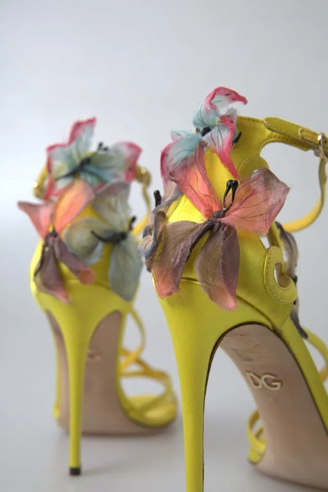 Dolce & Gabbana Yellow Butterfly Applique Sandals Shoes | Regal Royce
