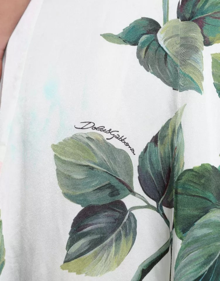 Dolce & Gabbana White Rose Print High Waist Midi A-line Skirt | Regal Royce