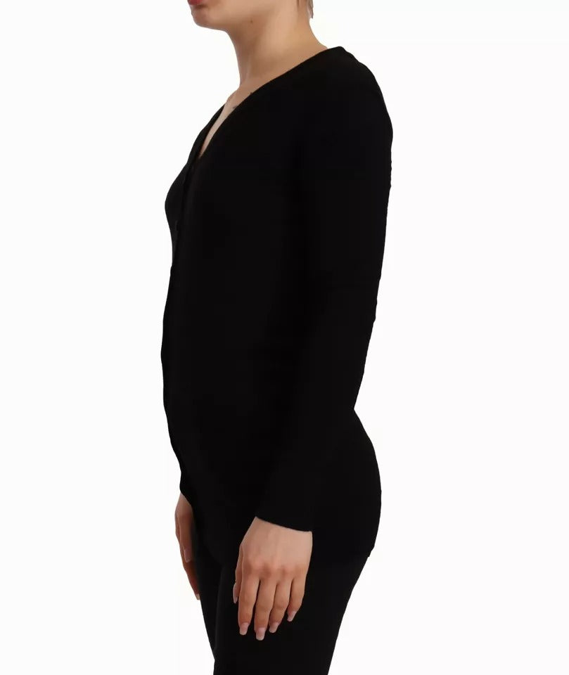 Dolce & Gabbana Black Wool Knit Button Down Cardigan Sweater | Regal Royce