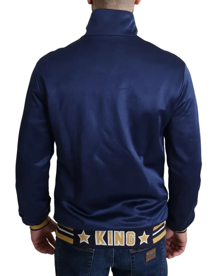 Dolce & Gabbana Blue Heraldic Patch Striped King Bee Sweater | Regal Royce