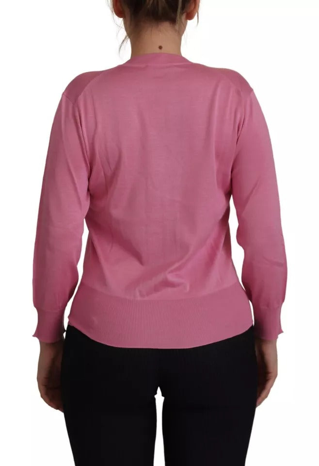 Dolce & Gabbana Pink 100% Silk Button Down Cardigan Sweater | Regal Royce