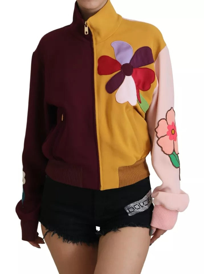 Dolce & Gabbana Multicolor Floral Viscose Full Zip Sweater | Regal Royce