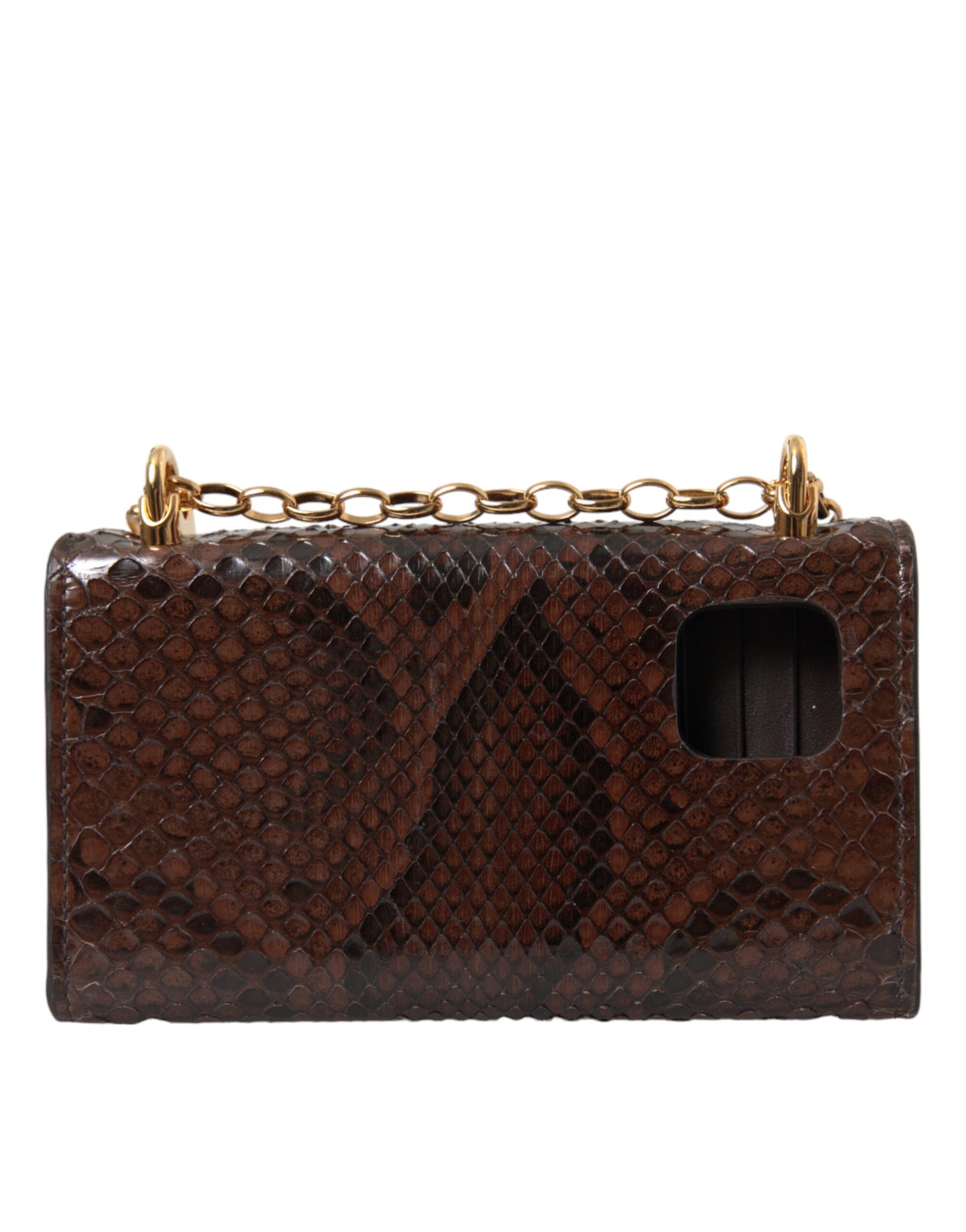 Dolce & Gabbana Brown Python Leather DG Girls Crossbody Phone Bag | Regal Royce