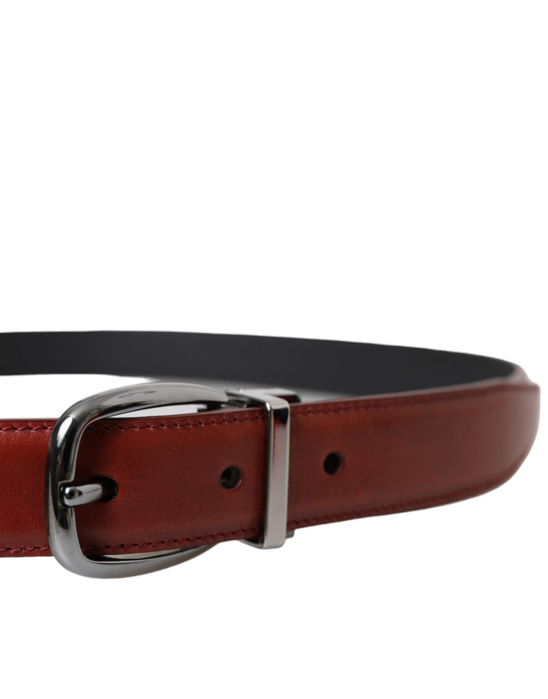 Dolce & Gabbana Brown Leather Silver Metal Buckle Belt Men | Regal Royce