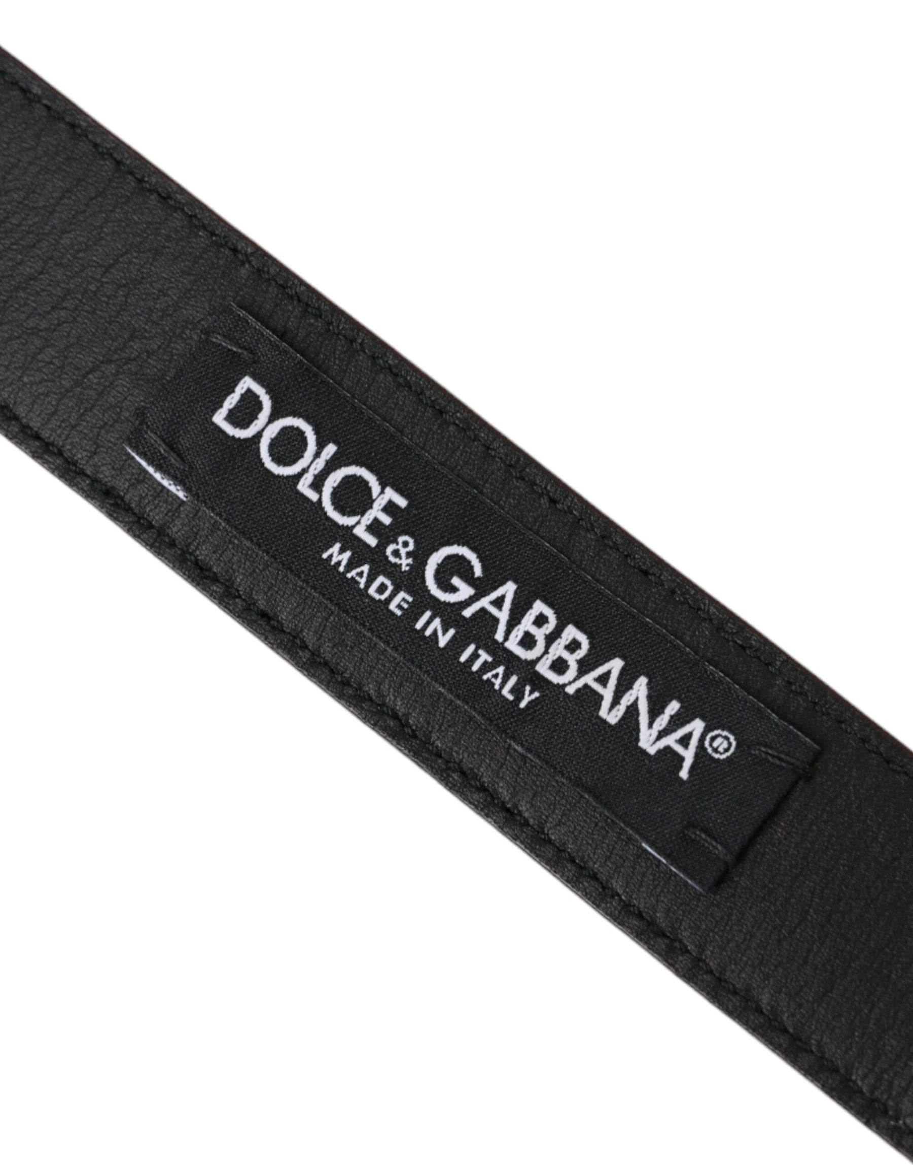 Dolce & Gabbana Brown Leather Silver Metal Buckle Belt Men | Regal Royce