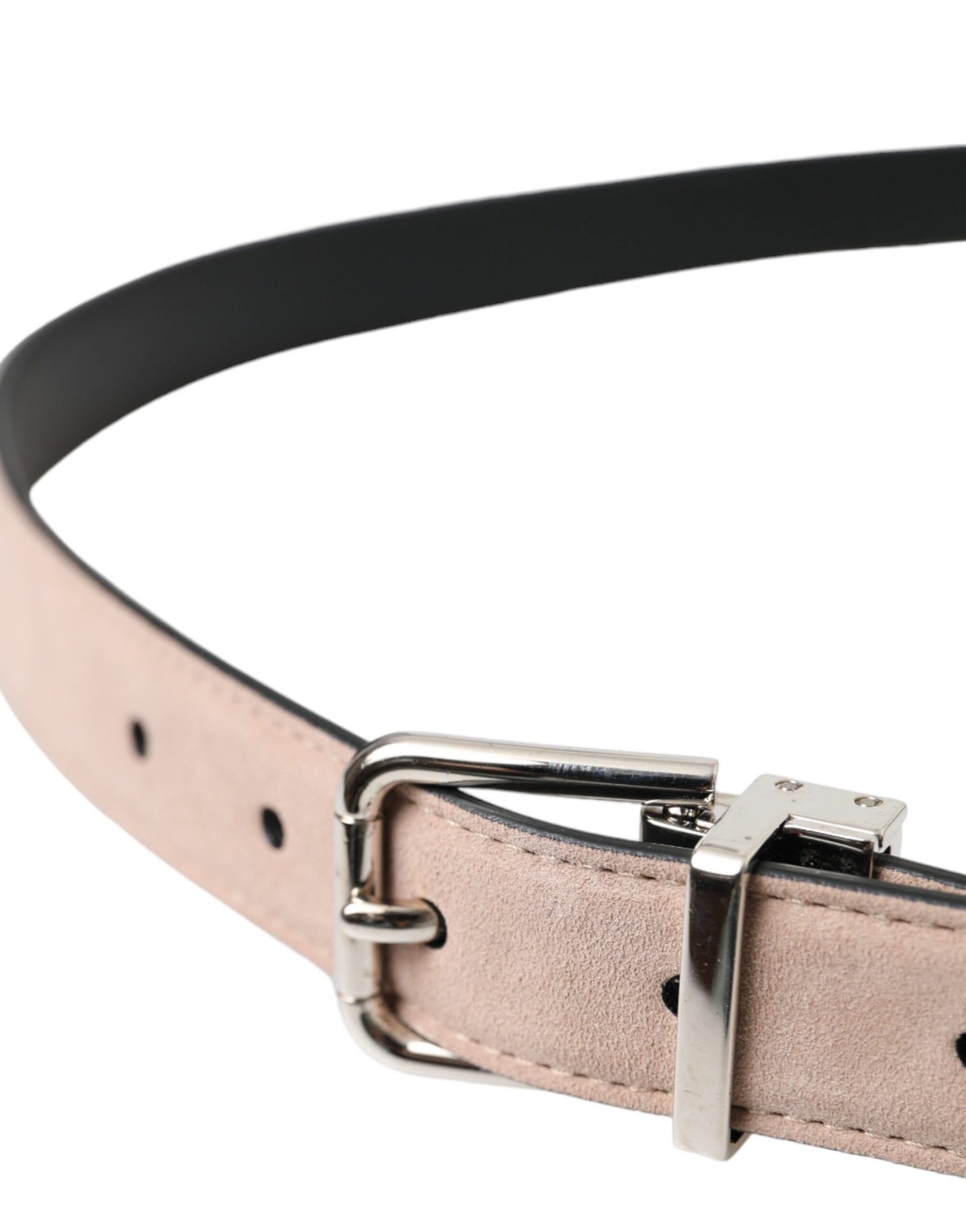 Dolce & Gabbana Beige Suede Leather Silver Buckle Belt Men | Regal Royce
