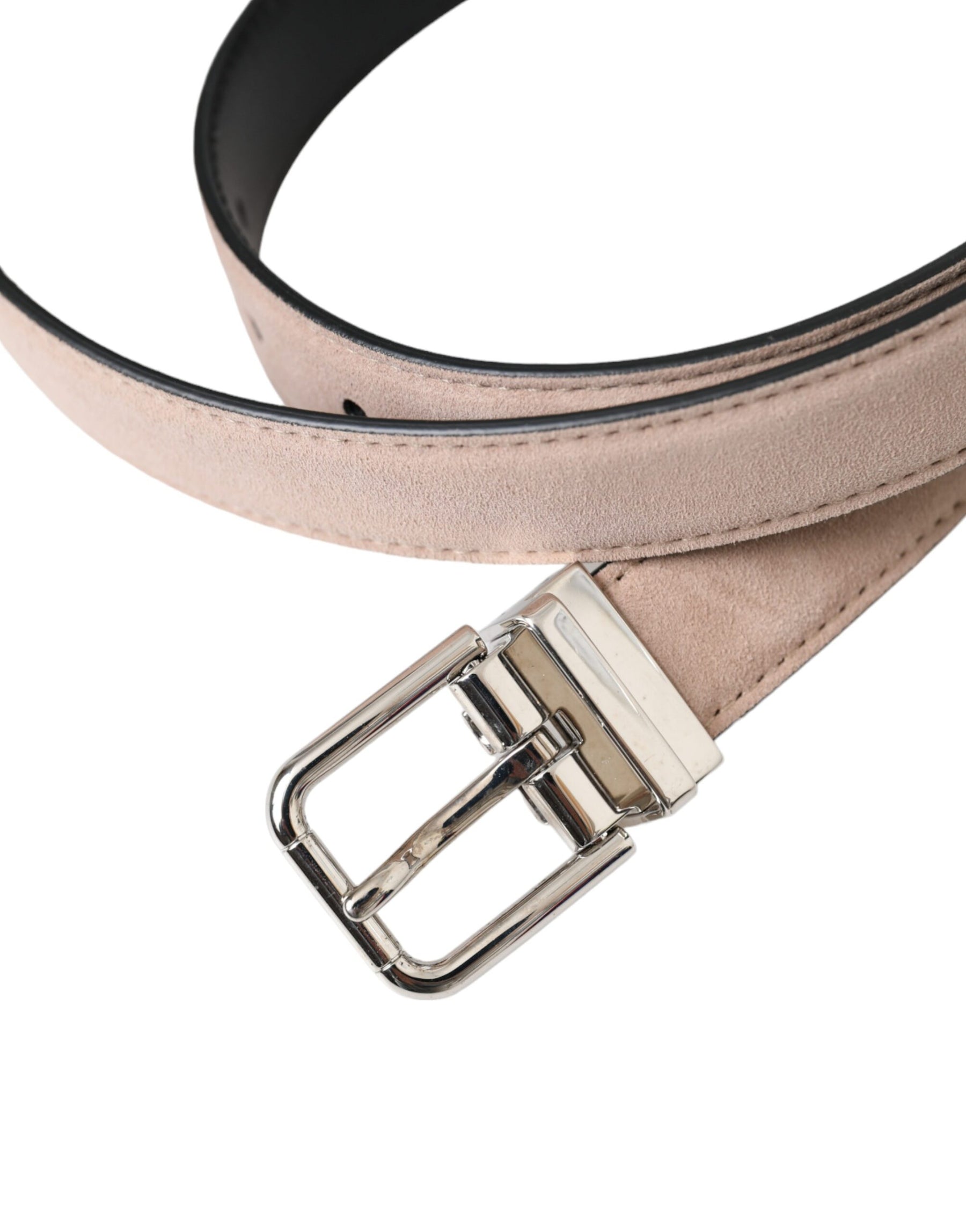 Dolce & Gabbana Beige Suede Leather Silver Buckle Belt Men | Regal Royce
