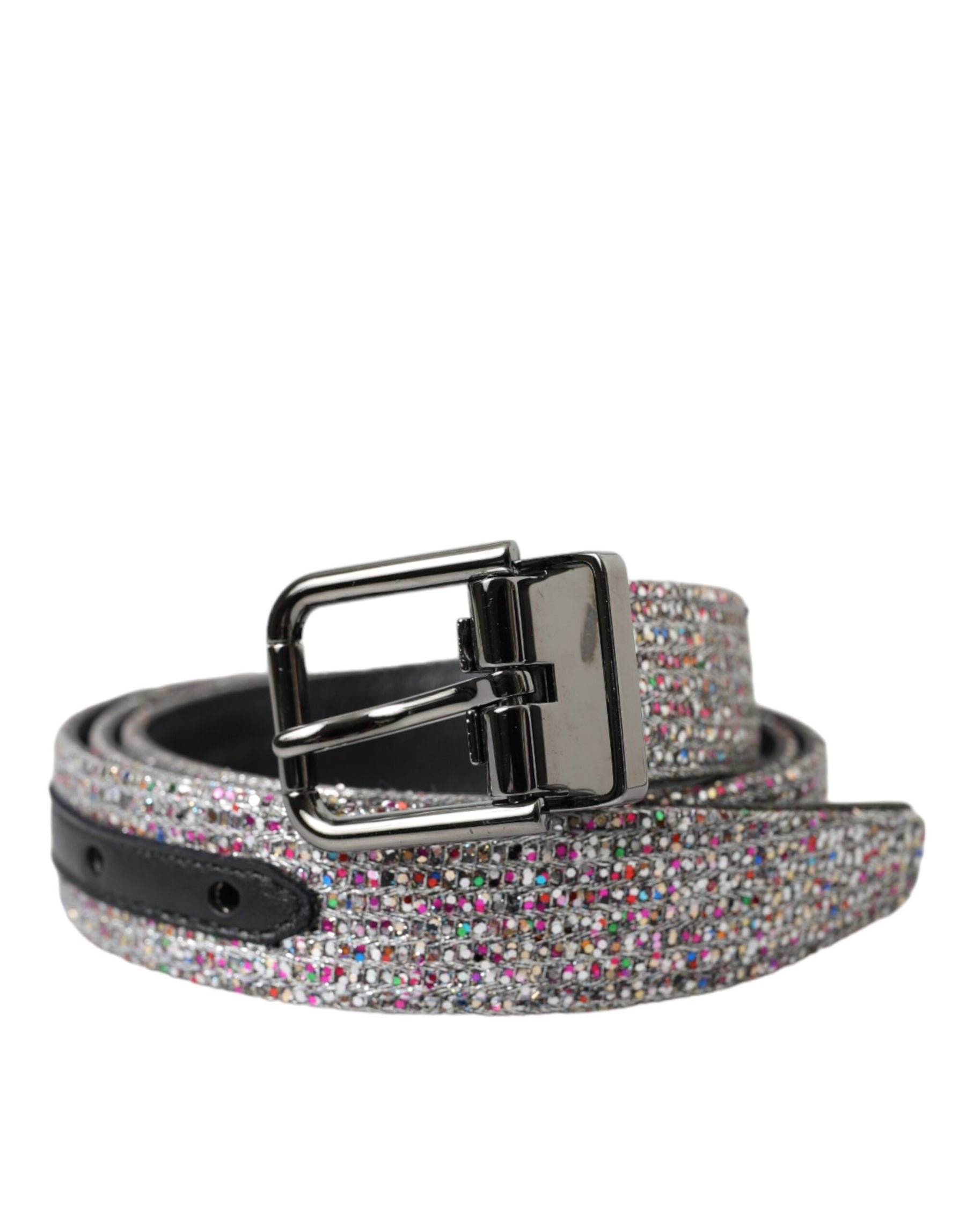 Dolce & Gabbana Multicolor Embellished Silver Metal Buckle Belt | Regal Royce