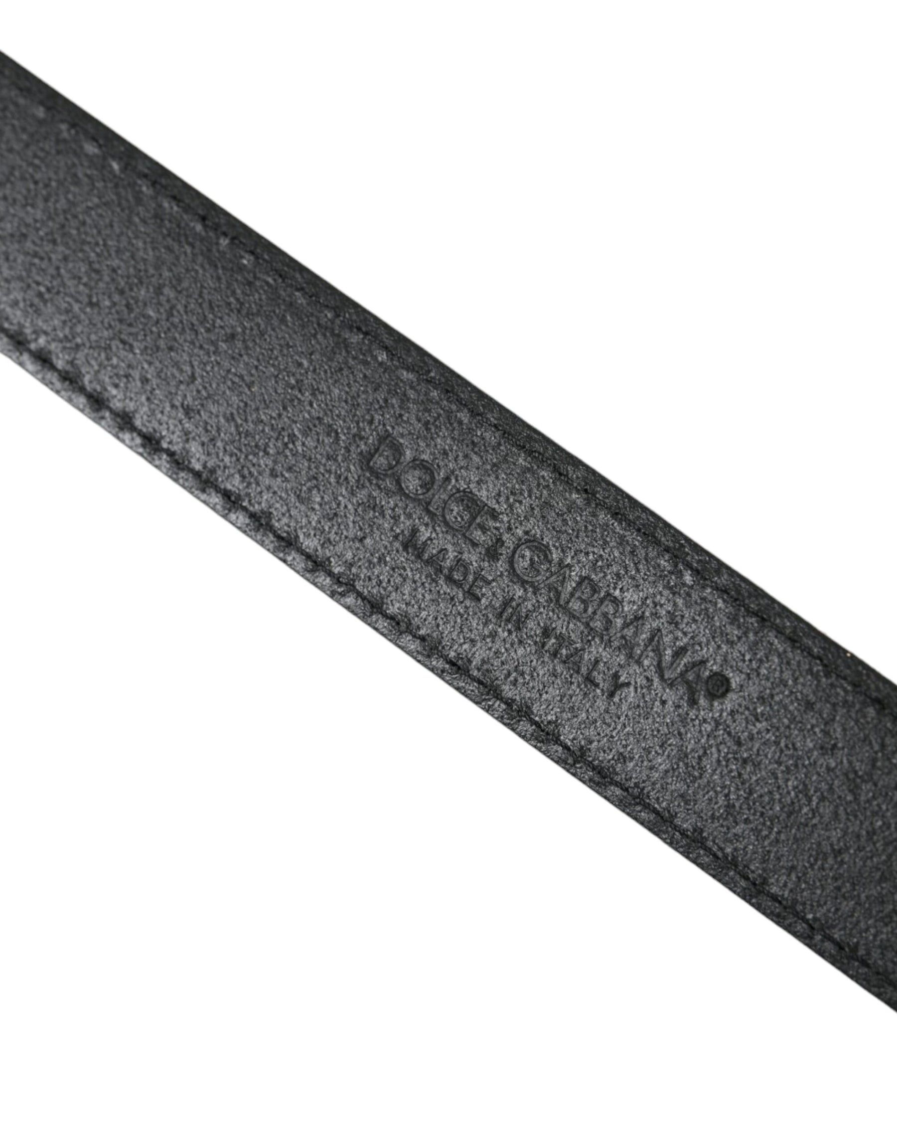 Dolce & Gabbana Green Leather Jacquard Silver Metal Buckle Belt | Regal Royce