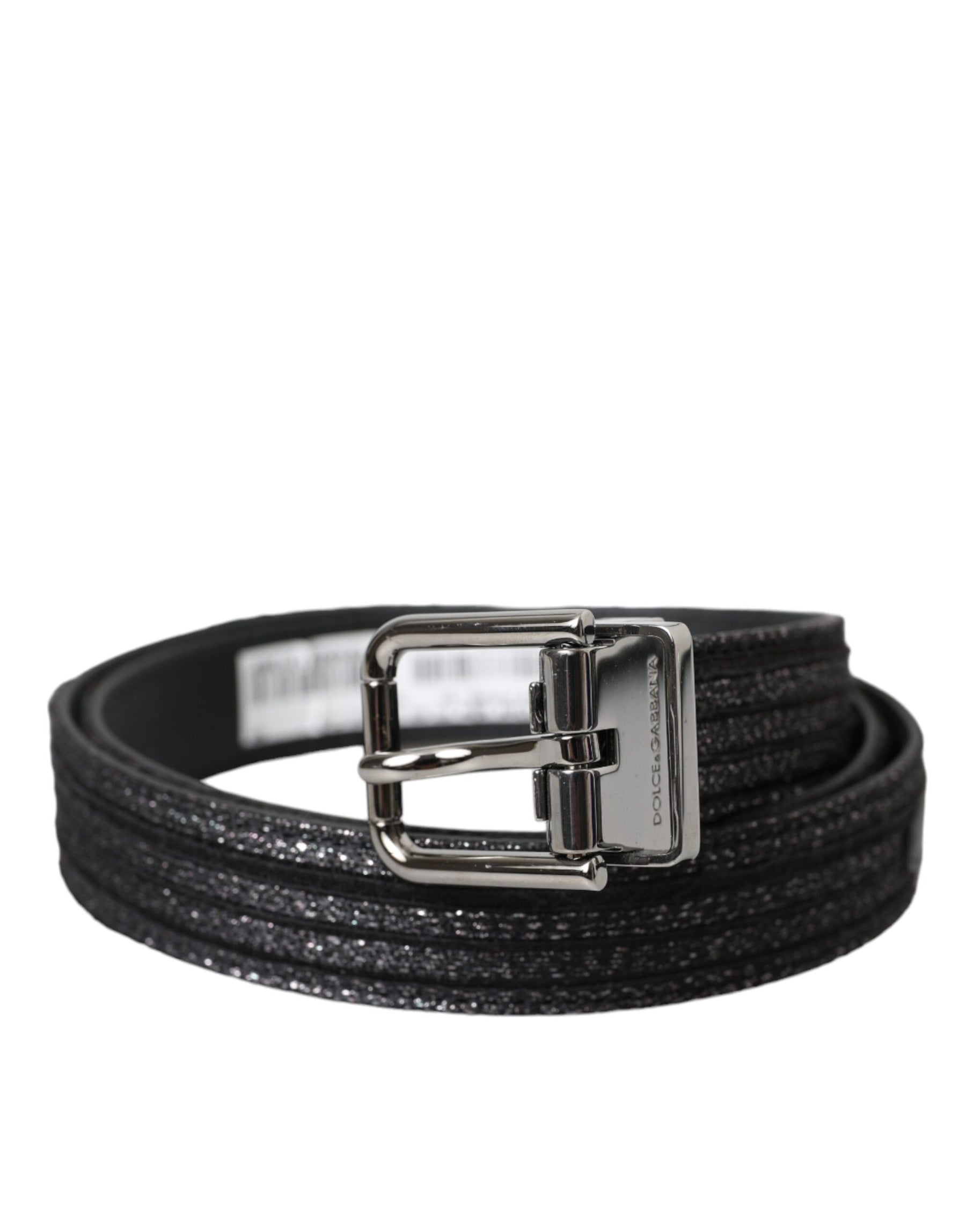 Dolce & Gabbana Black Jacquard Stripes Silver Metal Buckle Belt | Regal Royce