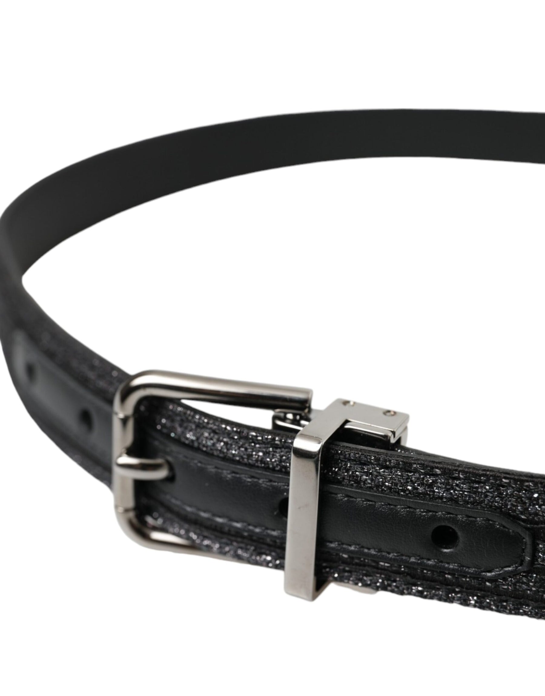 Dolce & Gabbana Black Jacquard Stripes Silver Metal Buckle Belt | Regal Royce