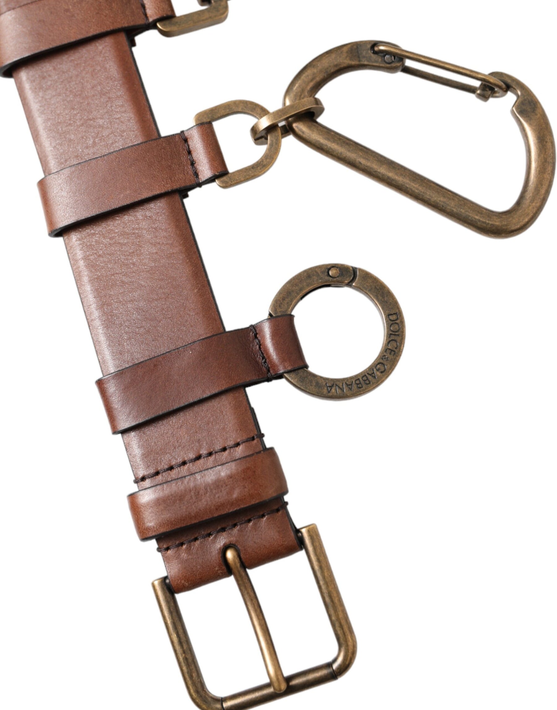 Dolce & Gabbana Brown Calf Leather Gold Metal Buckle Belt Men | Regal Royce