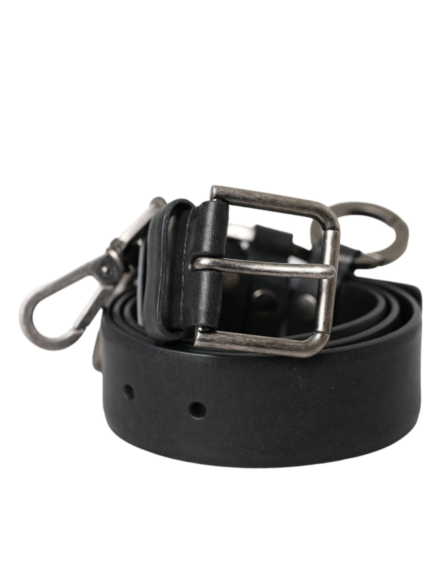Dolce & Gabbana Black Calf Leather Silver Metal Buckle Belt | Regal Royce