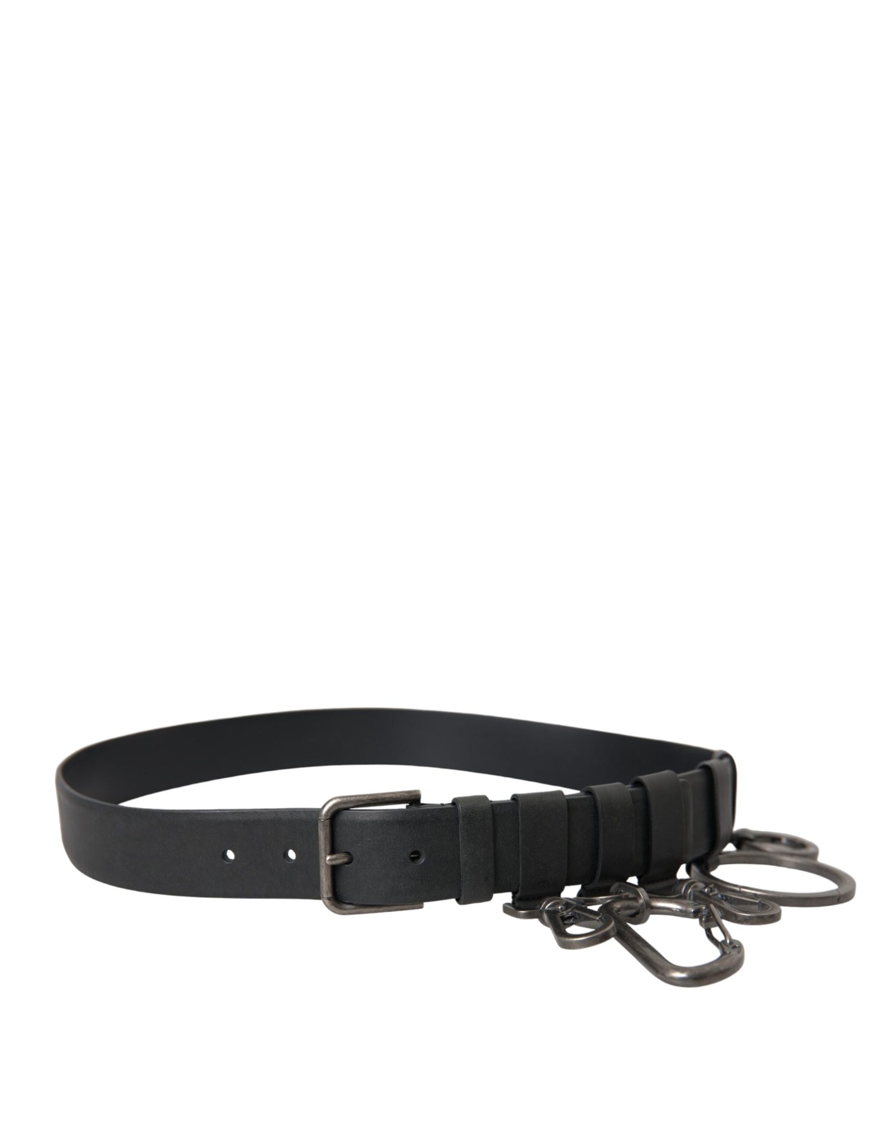 Dolce & Gabbana Black Calf Leather Silver Metal Buckle Belt | Regal Royce