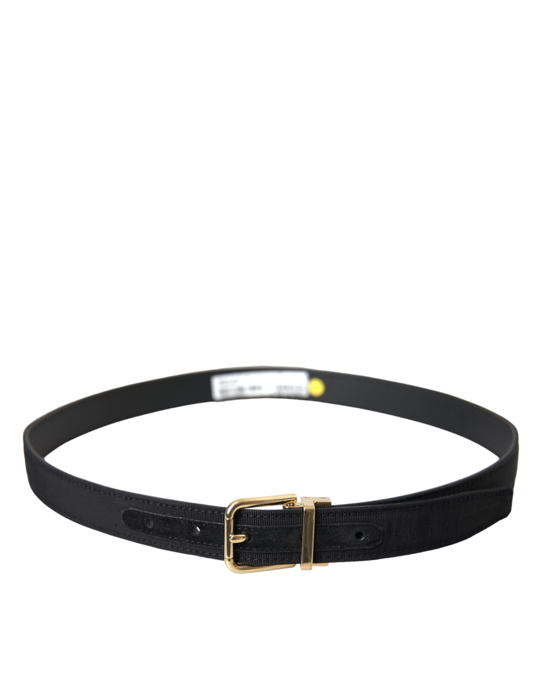 Dolce & Gabbana Black Gros Grain Gold Metal Buckle Belt Men | Regal Royce
