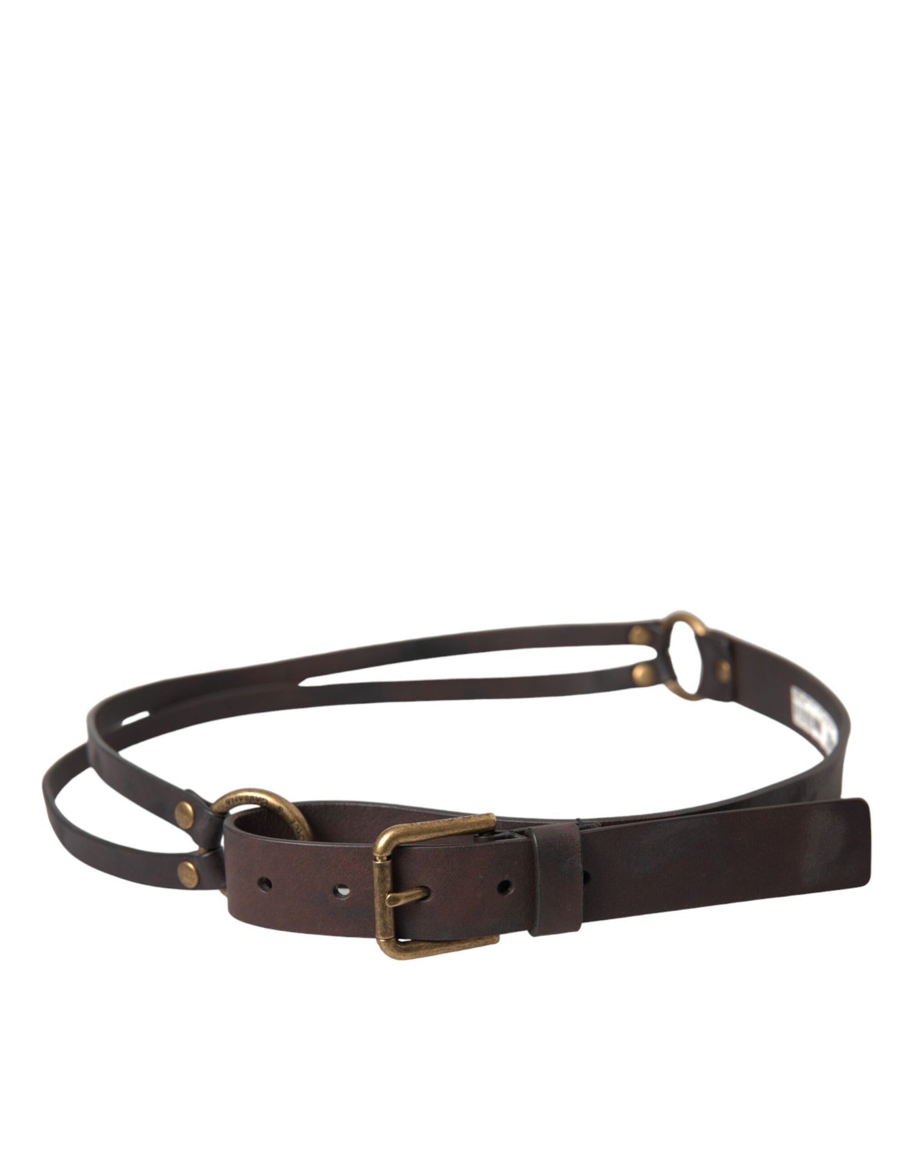 Dolce & Gabbana Dark Brown Leather Gold Metal Buckle Women Belt | Regal Royce