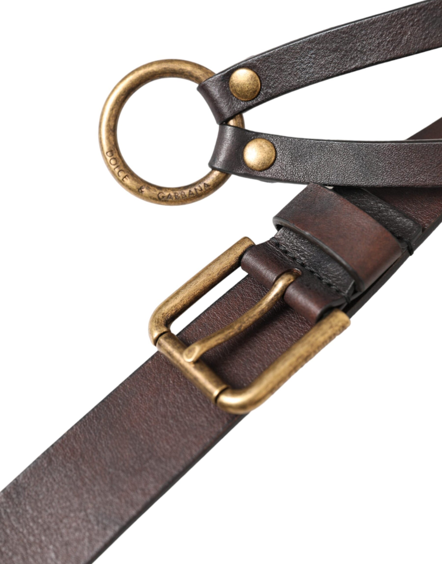 Dolce & Gabbana Dark Brown Leather Gold Metal Buckle Women Belt | Regal Royce