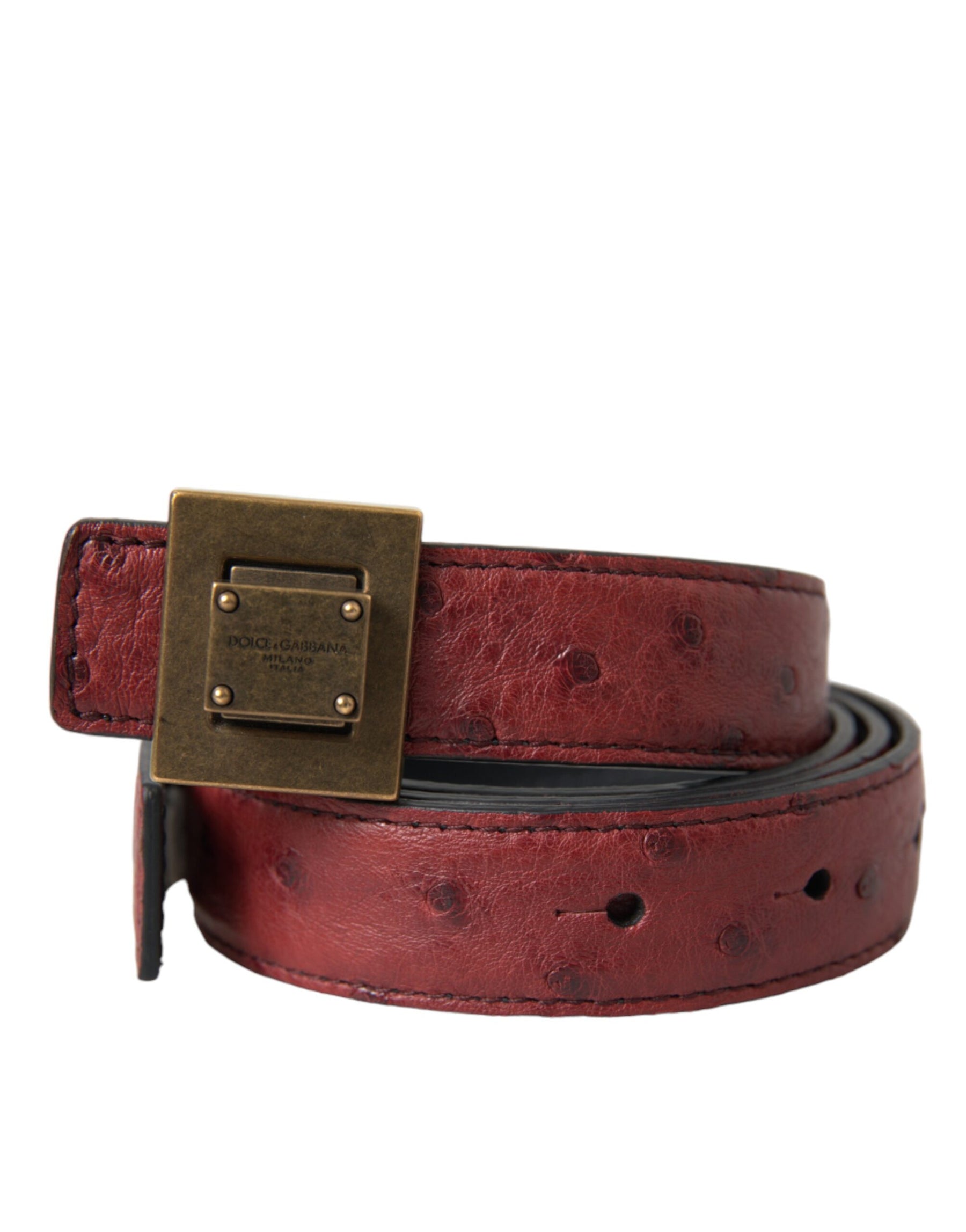 Dolce & Gabbana Brown Leather Square Metal Buckle Belt | Regal Royce