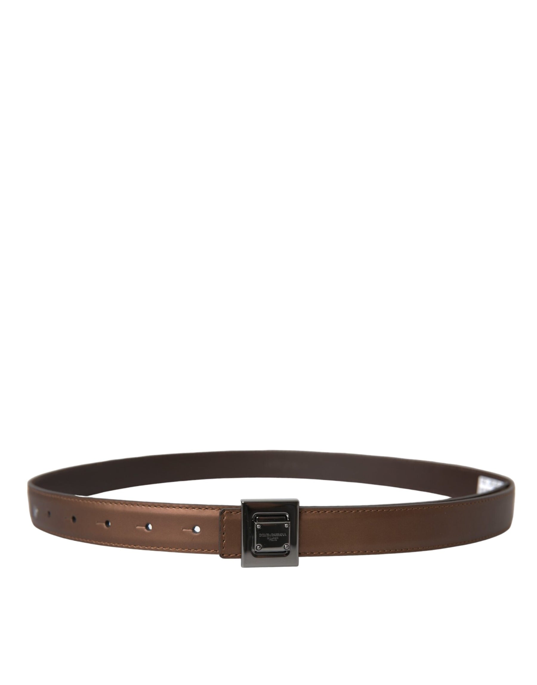 Dolce & Gabbana Bronze Leather Square Metal Buckle Belt | Regal Royce