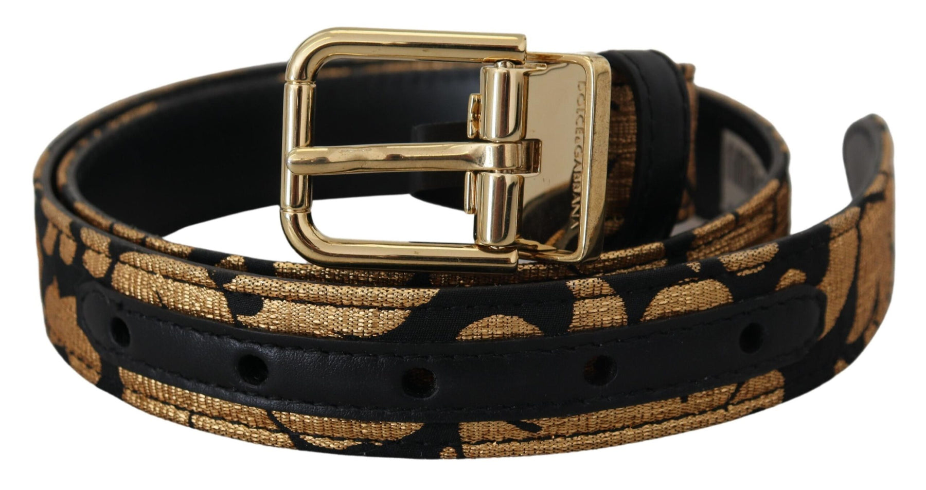 Dolce & Gabbana Multicolor Jacquard Leather Logo Buckle Belt | Regal Royce