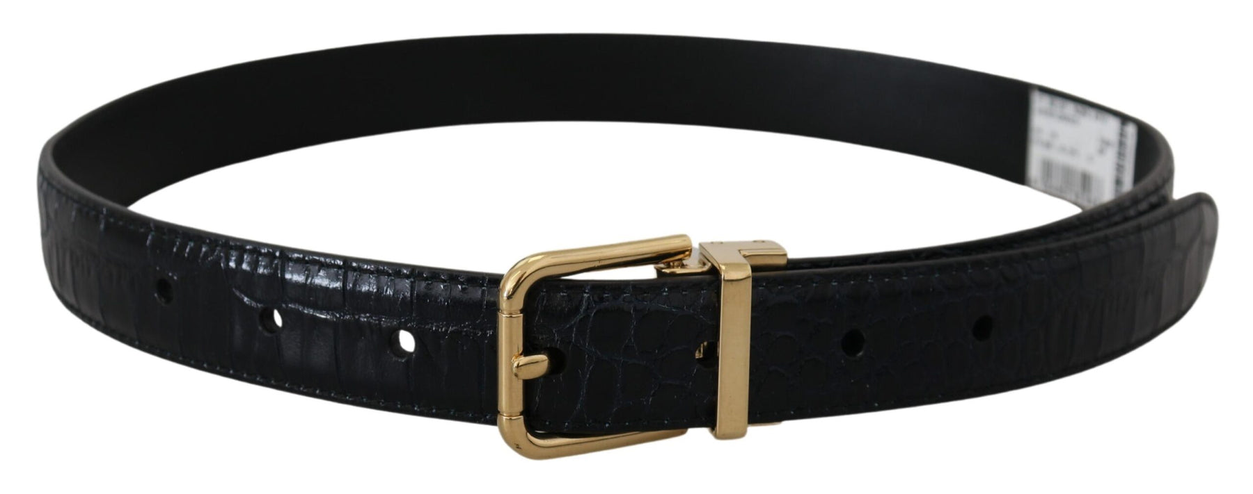 Dolce & Gabbana Black Exotic Leather Gold Metal Buckle Belt | Regal Royce