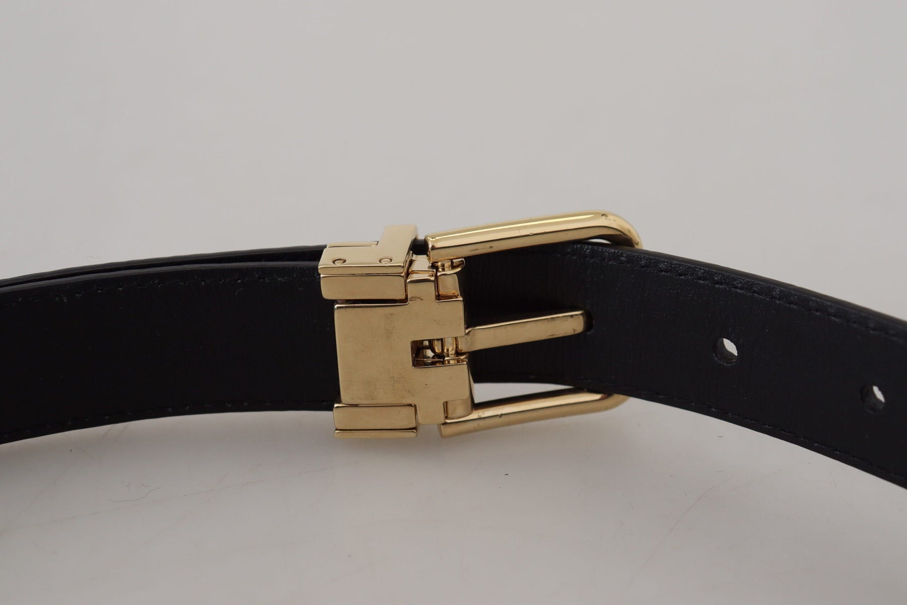 Dolce & Gabbana Black Exotic Leather Gold Metal Buckle Belt | Regal Royce