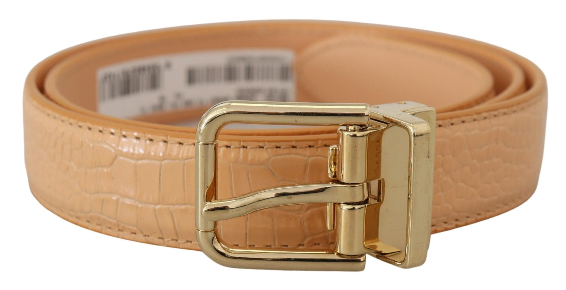 Dolce & Gabbana Beige Exotic Leather Gold Metal Buckle Belt | Regal Royce